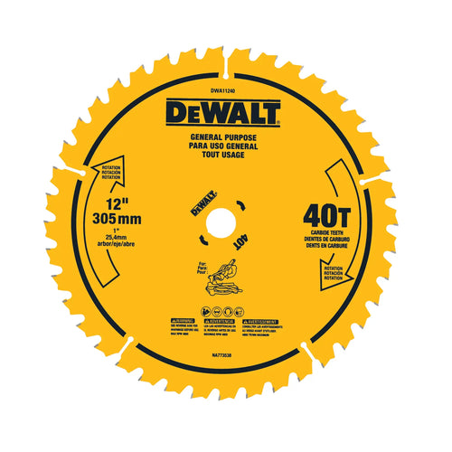 DEWALT 12 in. 40-tooth general purpose saw blade