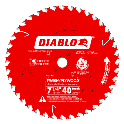 Diablo 7-1/4 in. 40-tooth finish plywood circular saw blade