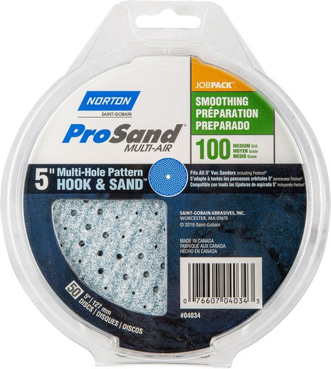 Norton 5 inch Hook & Loop Palm Sanding Disc G100