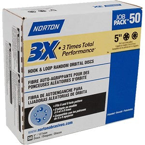 Norton 5 inch Hook and Loop Palm Sanding Discs 60 grit 50/box