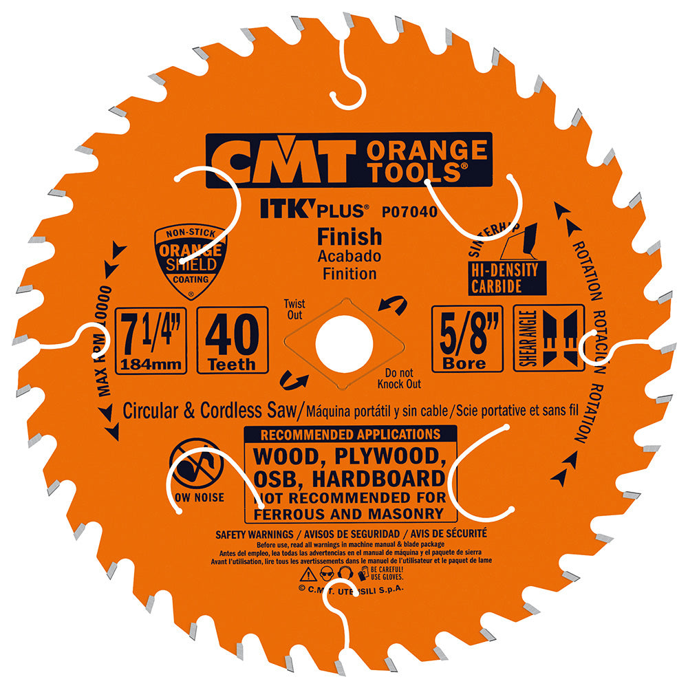CMT ITK Plus P07040 7-1/4 in. 40-tooth finish circular saw blade