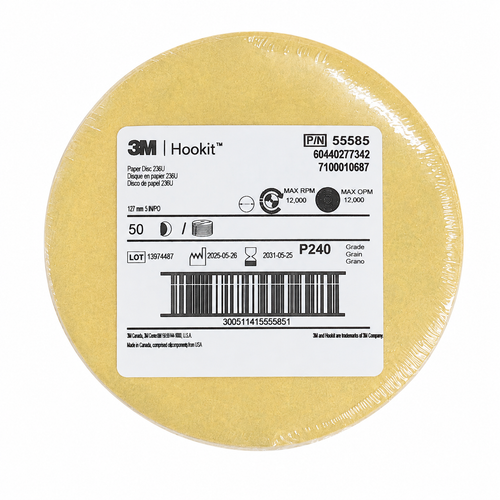 3M Hookit Paper Disc 236U P240, 5 in x No Hole, 50 discs