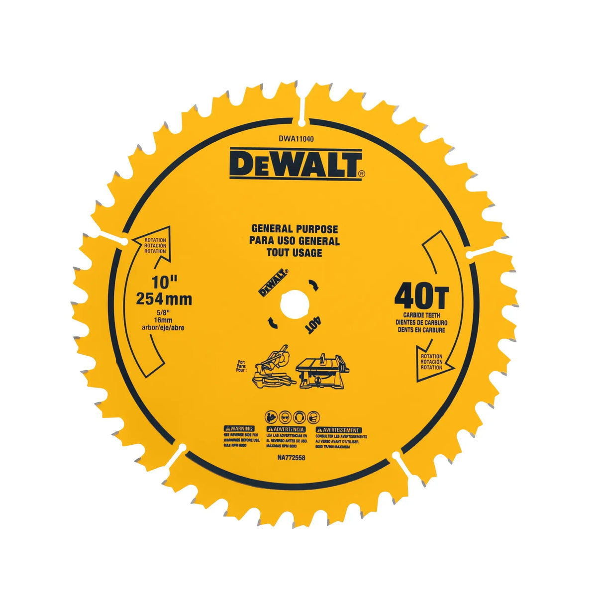 DEWALT 10 in. 40-tooth carbide table saw blade