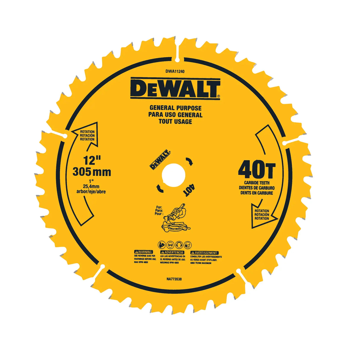 DEWALT 12 in. 40-tooth general purpose saw blade