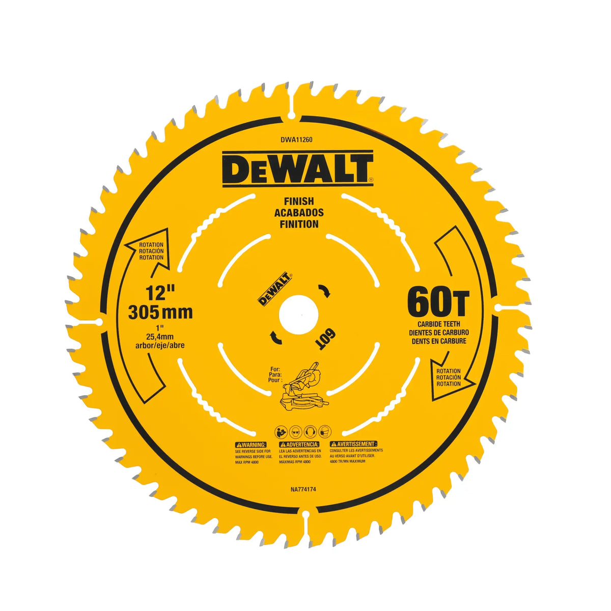 DEWALT 12 in. 60-tooth finish saw blade
