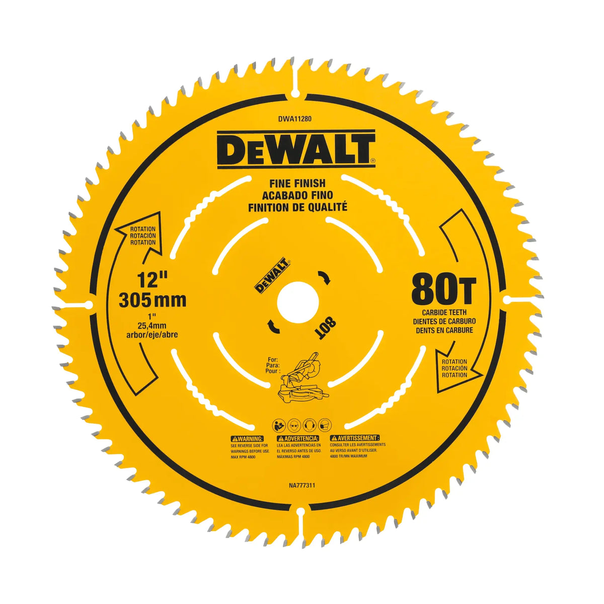 DEWALT 12 in. 80-tooth fine finish saw blade