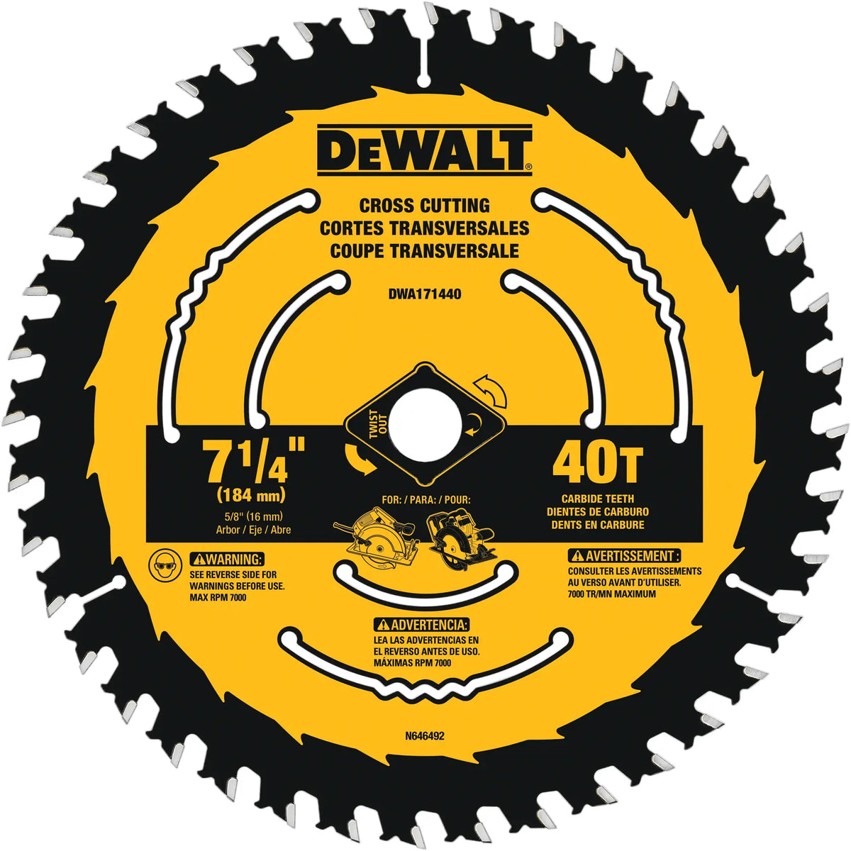 DEWALT 7-1/4 in. 40-tooth carbide circular saw blade
