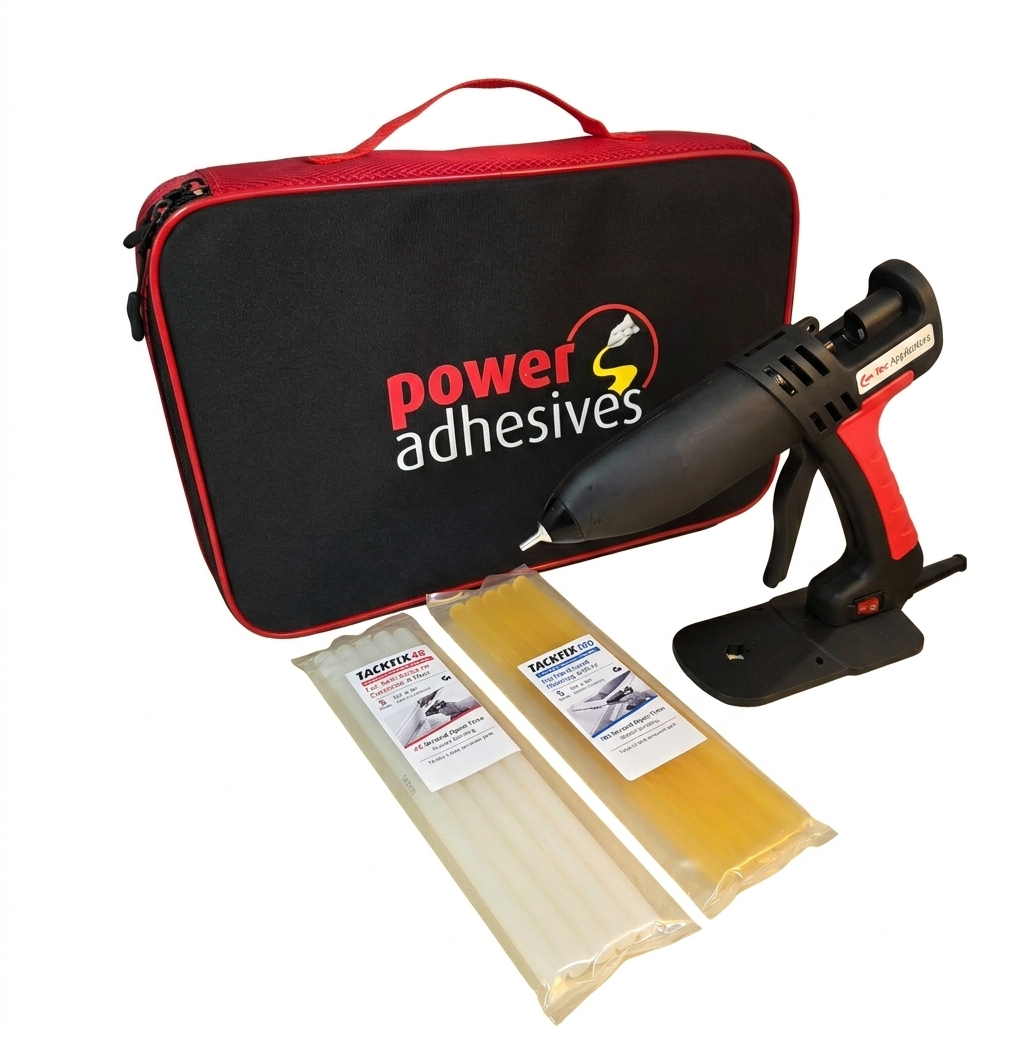 Gundlach TackFix kit with glue sticks, TEC 806-12 glue gun and case