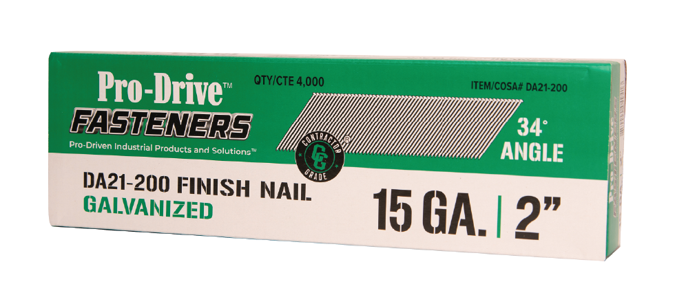 Pro-Drive Fasteners DA21-200 15 gauge 2 inch 34 degree finish nails box
