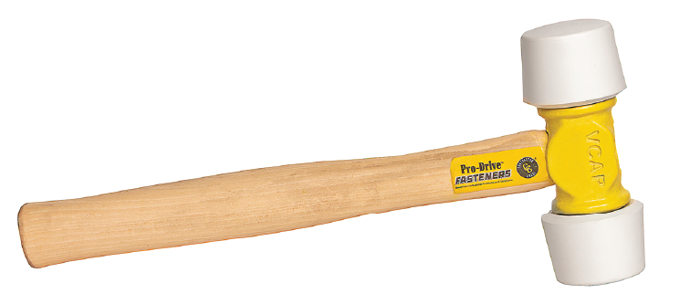 Pro-Drive Fasteners V-CAP yellow flooring mallet with two white caps